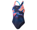 Speedo Women's Placement Digital Powerback Swimsuit - True Navy/Siren Red/Punch Blue