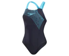 Speedo Women's Medley Logo One-Piece Swimsuit - True Navy/Picton Blue