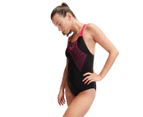 Speedo Women's Medley Logo One-Piece Swimsuit - Black/Electric Pink