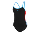 Speedo Women's Dive Thinstrap Muscleback One-Piece Swimsuit - Black/Siren Red/Picton Blue