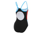 Speedo Women's Dive Thinstrap Muscleback One-Piece Swimsuit - Black/Siren Red/Picton Blue