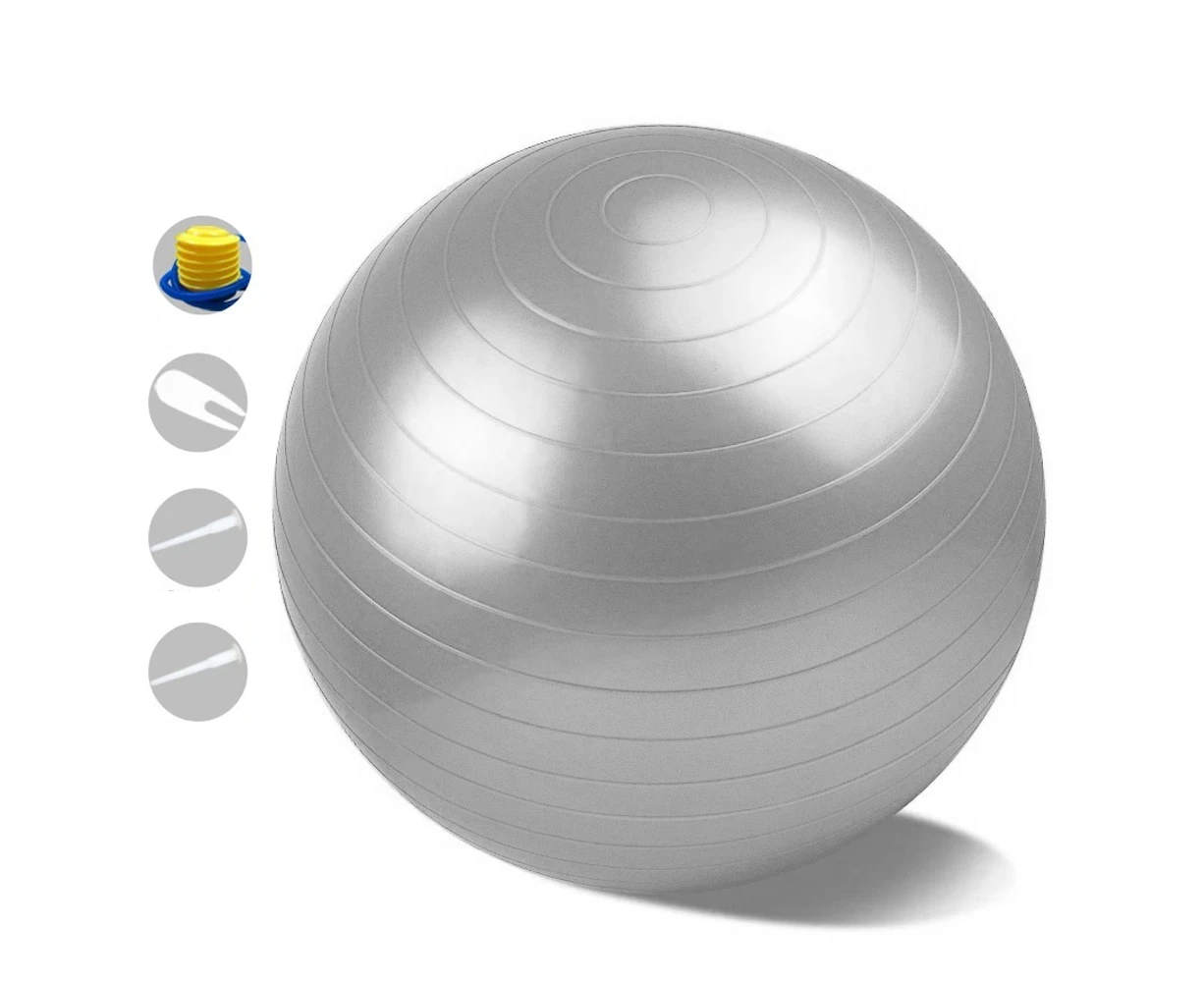 Yoga Ball - Balance Ball For Fitness, Exercise, Pilates - For Core Strength And Abdominal Training,Silver