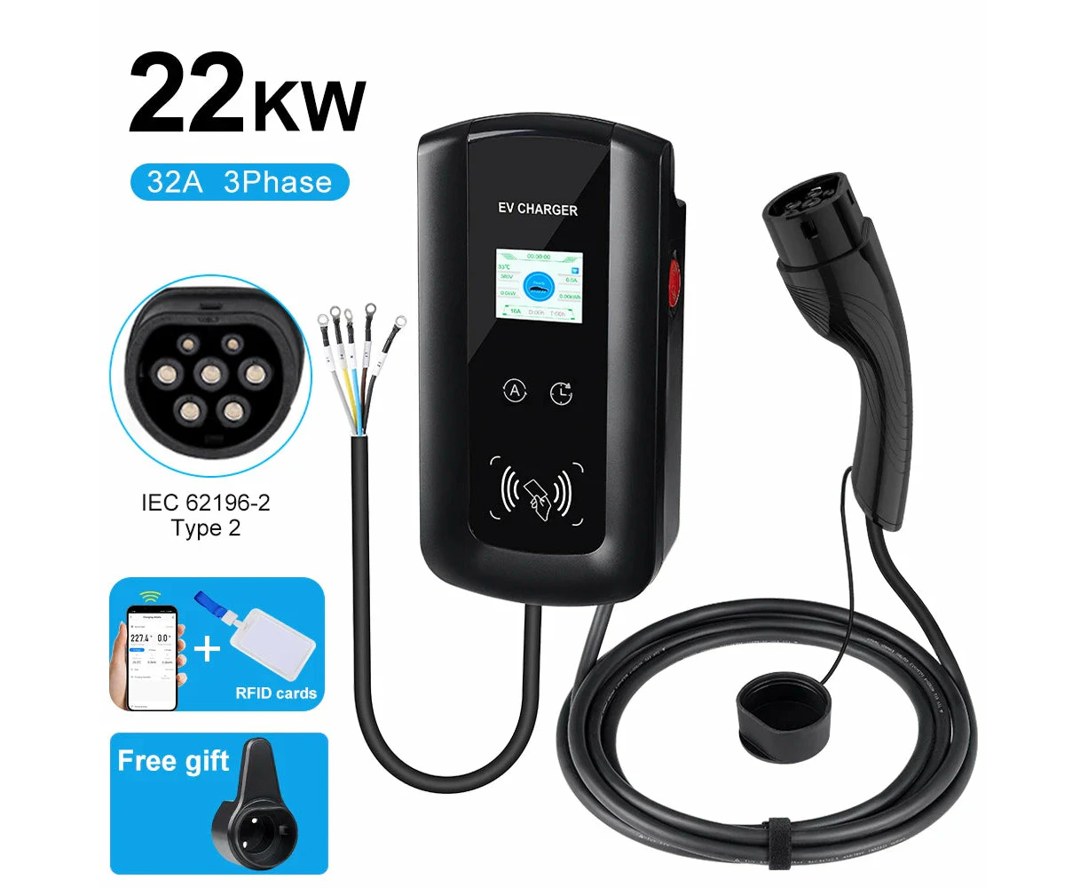 32A 3-Phase EV Charging Station Wallmount 22KW with Type 2 Cable and APP Control (22KW 32A 3 phase 2)