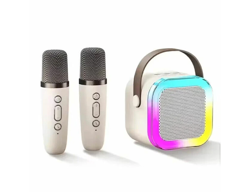 Portable Mini Karaoke Machine For Kids Bluetooth Speaker w/ 2 Wireless Micphone