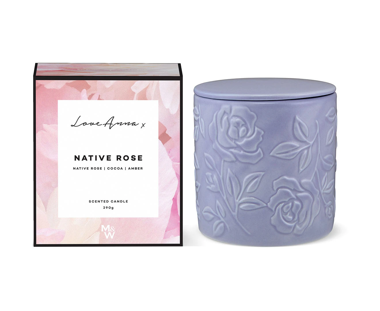 Love Anna Native Rose, Cocoa & Amber Scented Candle 290g