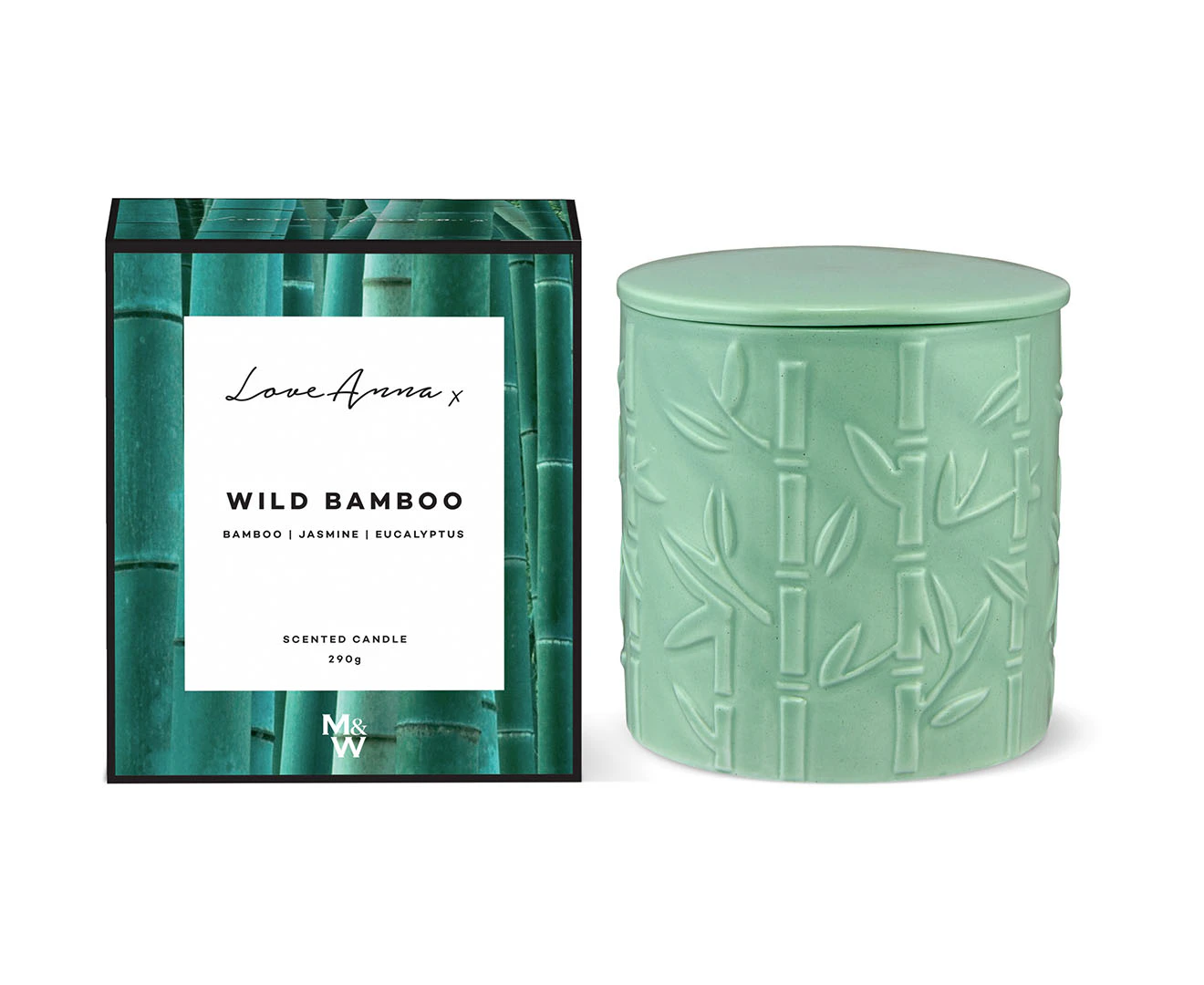 Love Anna Wild Bamboo, Jasmine & Eucalyptus Scented Candle 290g