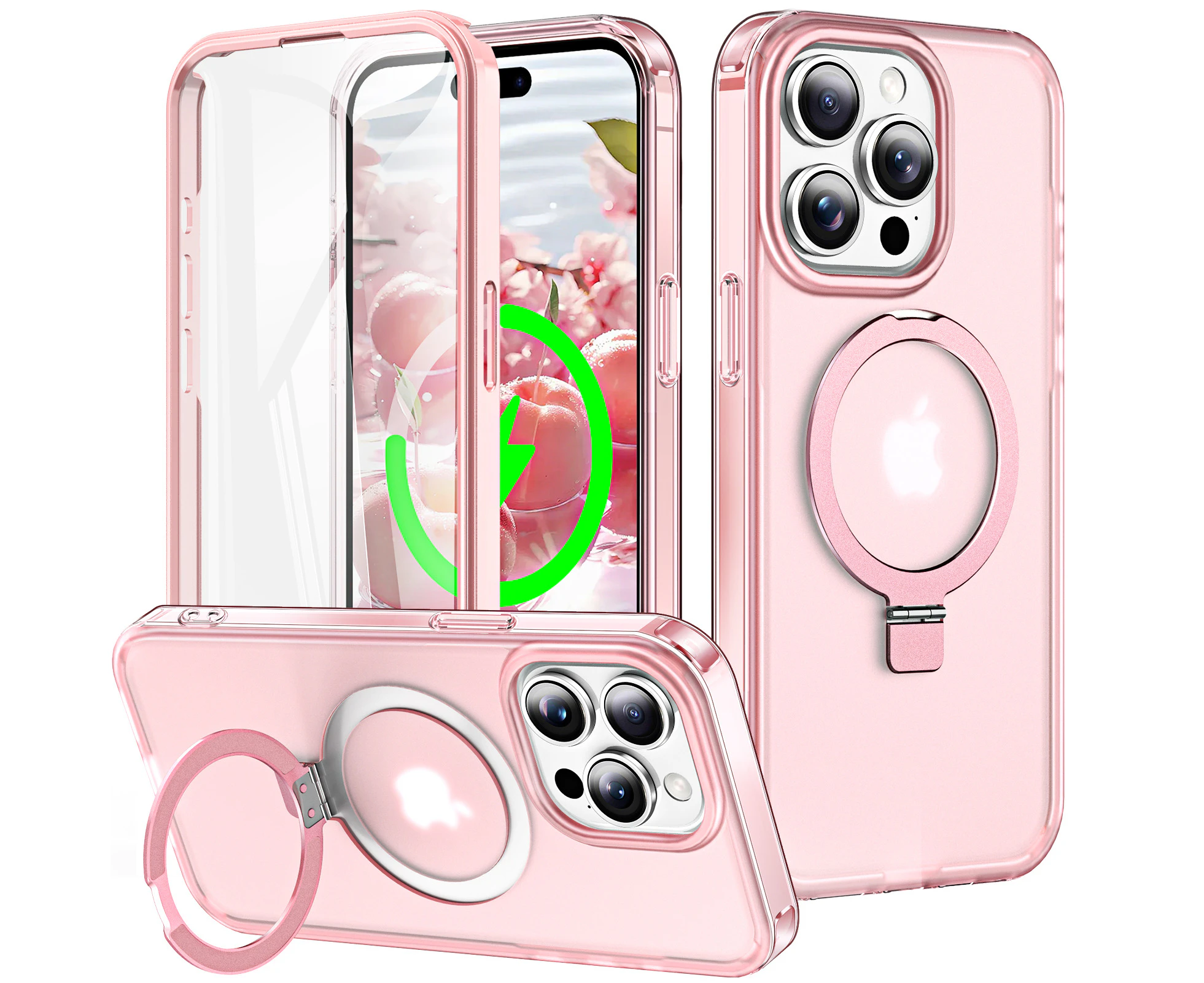 iPhone 14 Pro Case with Magnetic Invisible Stand,Compatible with MagSafe-Pink