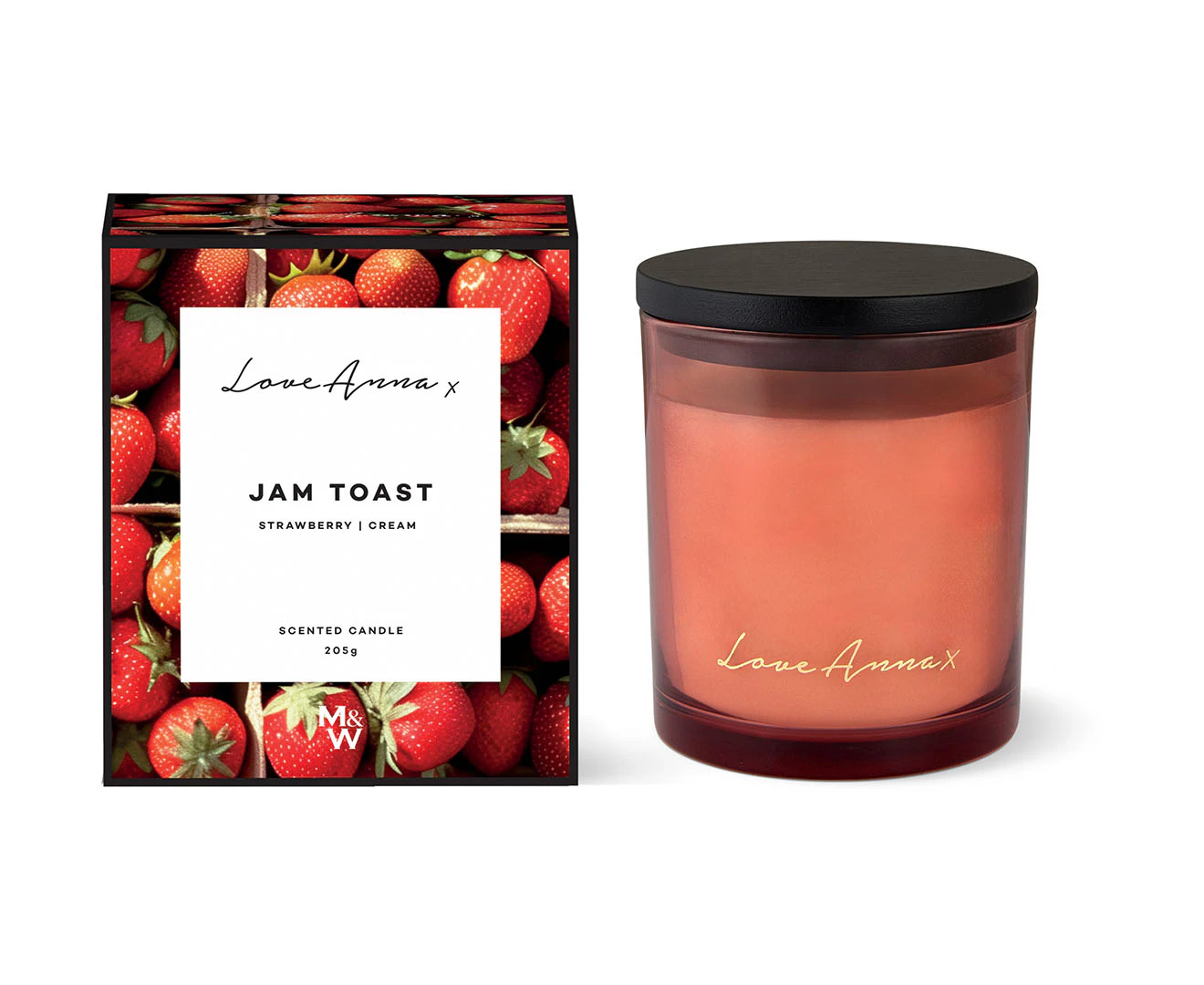 Love Anna Jam Toast Strawberry & Cream Scented Candle 205g