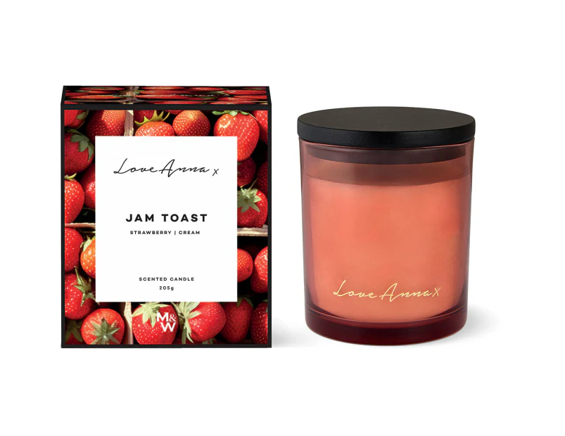 Love Anna Jam Toast Strawberry & Cream Scented Candle 205g