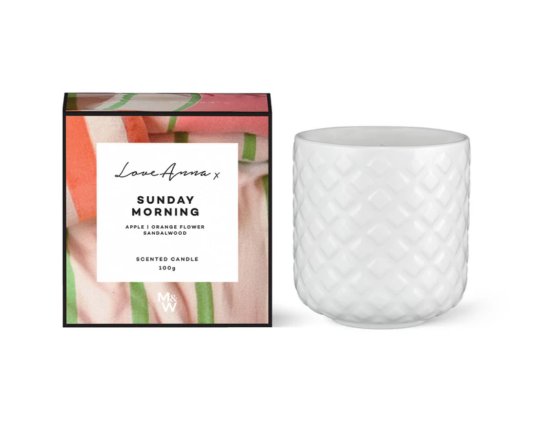 Love Anna Sunday Morning Apple, Orange Flower & Sandalwood Scented Candle 100g