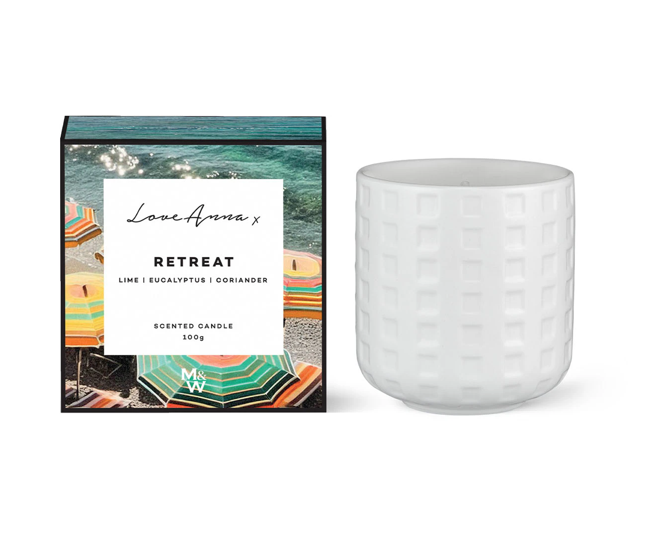 Love Anna Retreat Lime, Eucalyptus & Coriander Scented Candle 100g