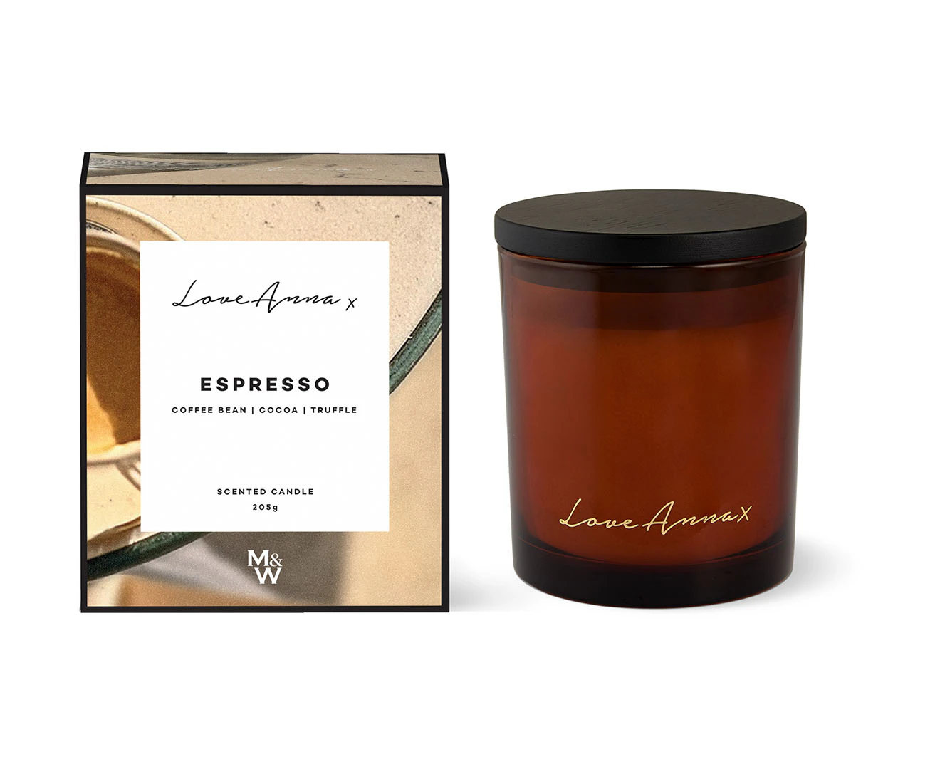 Love Anna Espresso Coffee Bean, Cocoa & Truffle Scented Candle 205g