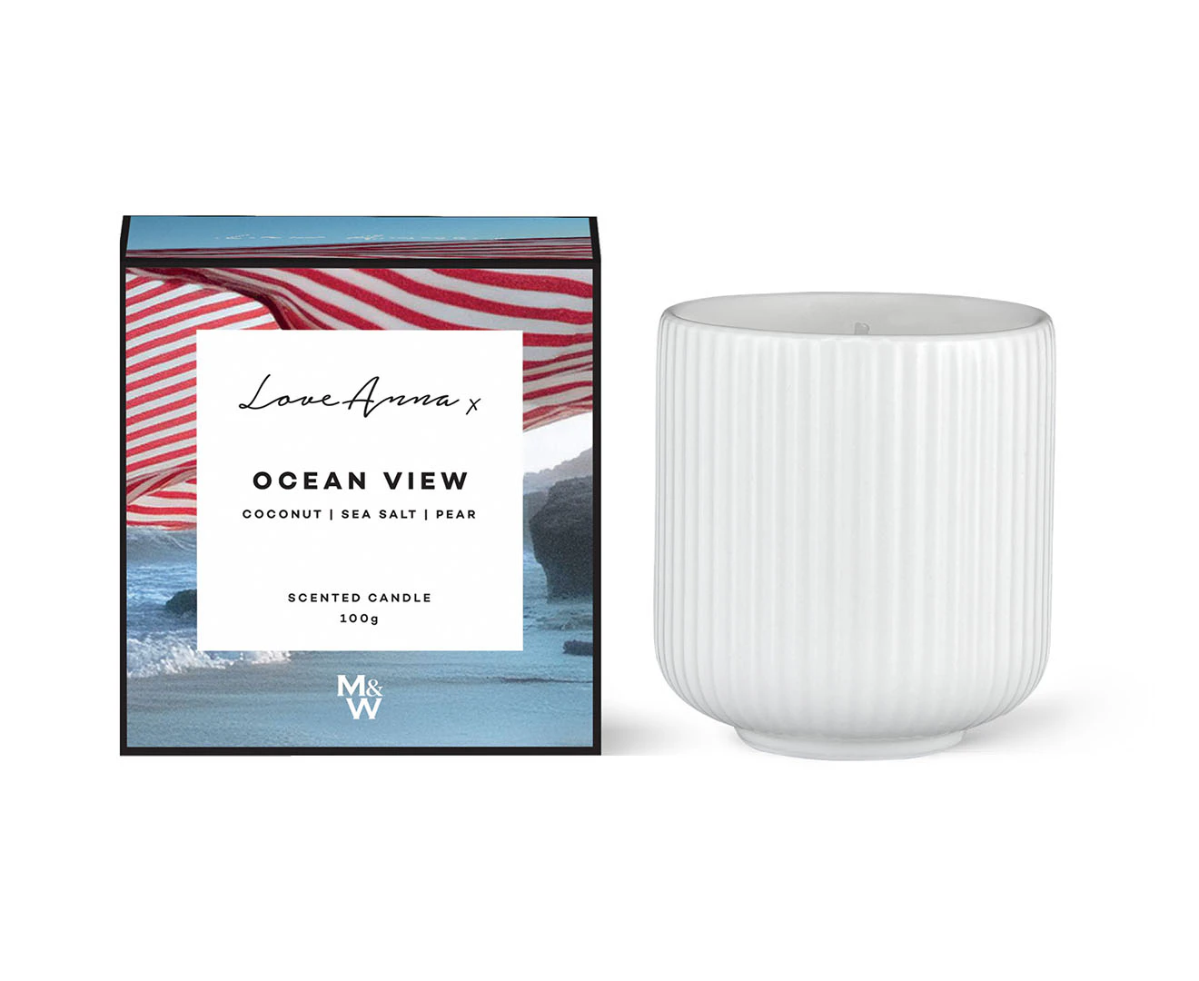 Love Anna Ocean View Coconut, Sea Salt & Pear Scented Candle 100g