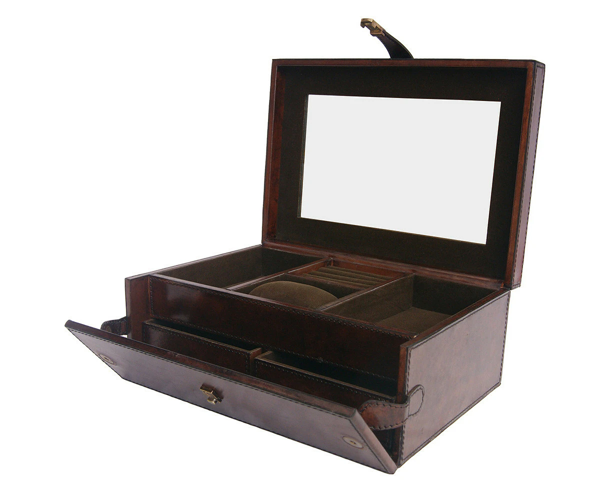 Leather Jewellery Box - Dark Brown