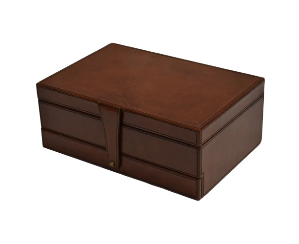 Leather Jewellery Box (Large) - Tan