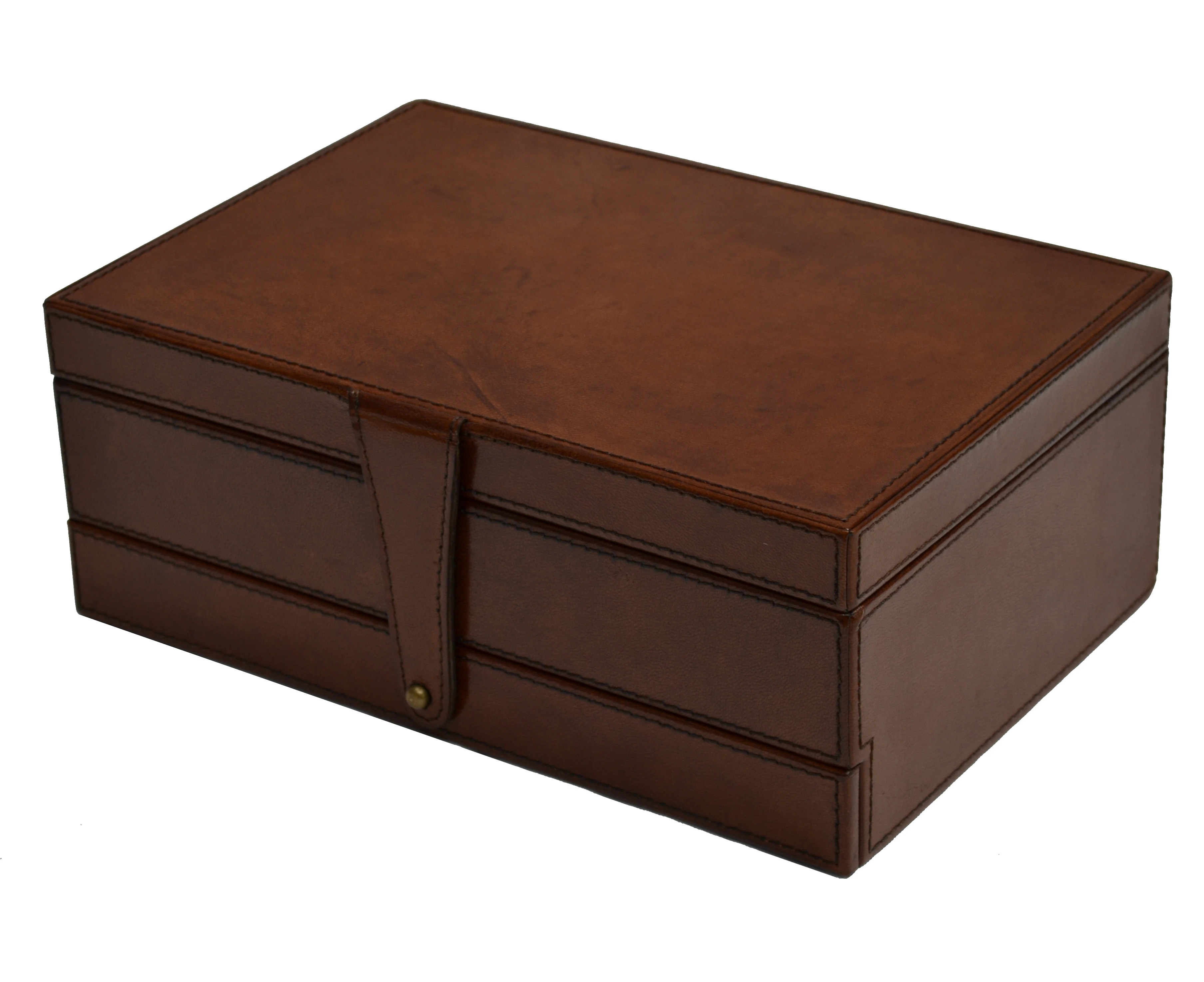 Leather Jewellery Box (Small) - Tan