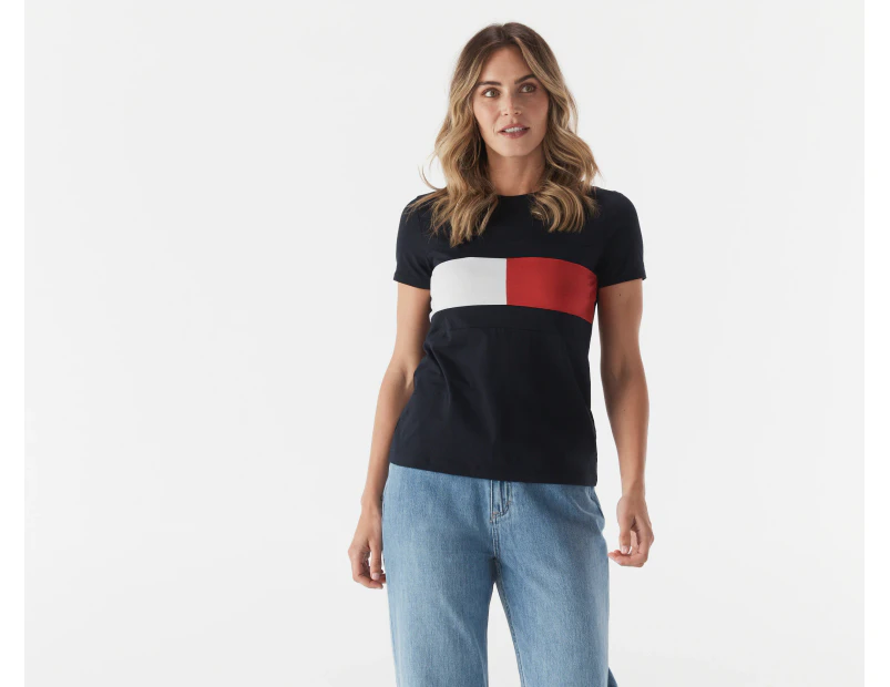 Tommy Hilfiger Women's Charlie Colourblock Tee / T-Shirt / Tshirt - Desert Sky