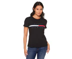 Tommy Hilfiger Women's Tina Madison Tee / T-Shirt / Tshirt - Deep Black