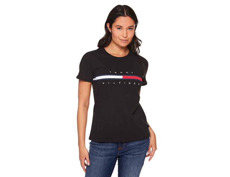 Tommy Hilfiger Women's Tina Madison Tee / T-Shirt / Tshirt - Deep Black