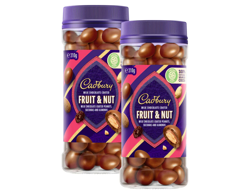 2 x Cadbury Milk Chocolate Coated Fruit & Nut 310g