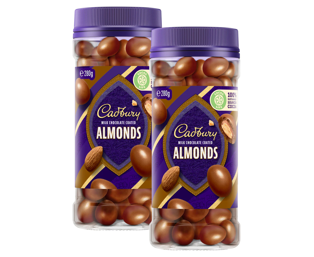 2 x Cadbury Milk Chocolate Coated Almonds 280g