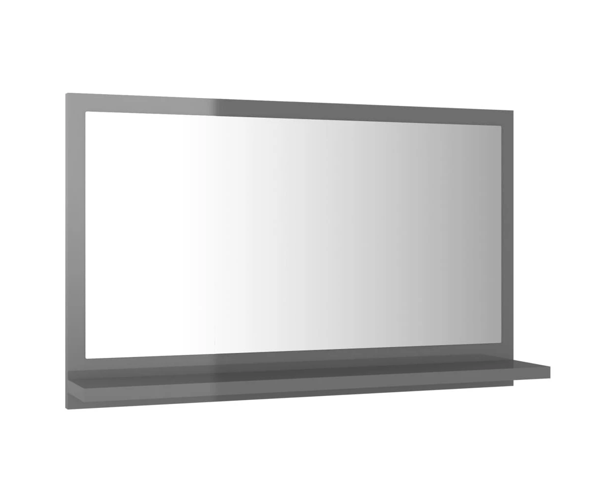 Bathroom Wall Mirror With Shelf Grey 60cm Modern Contemporary Style Furniture 60x10.5x37cm