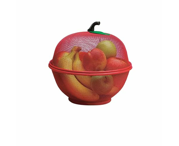 Fruits Bowl Basket Apple Shape Mesh with lid Tabletop Vegetable Holder