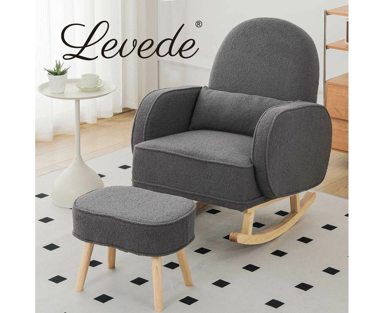 Levede Rocking Chair Nursery Rocker Armchair Lounge Lazy Sofa Ottoman Footstool