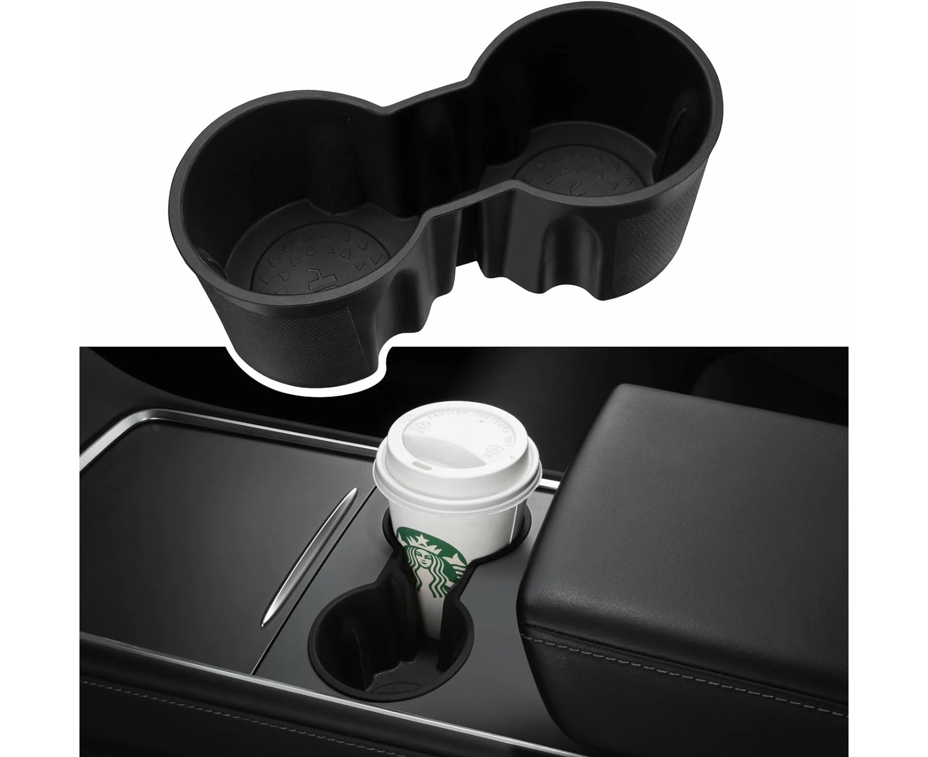 Tesla Model Y Model 3 Center Console Cup Holder Insert, ONLY FIT New Console Car, Compatible for 2023 2022 2021 Tesla Model Y and Model 3, Black