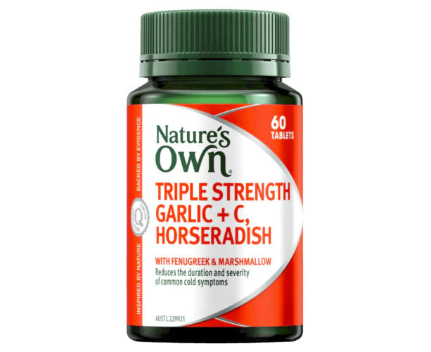 Natures Own Triple Strength Garlic Plus C Horseradish 60 Tablets