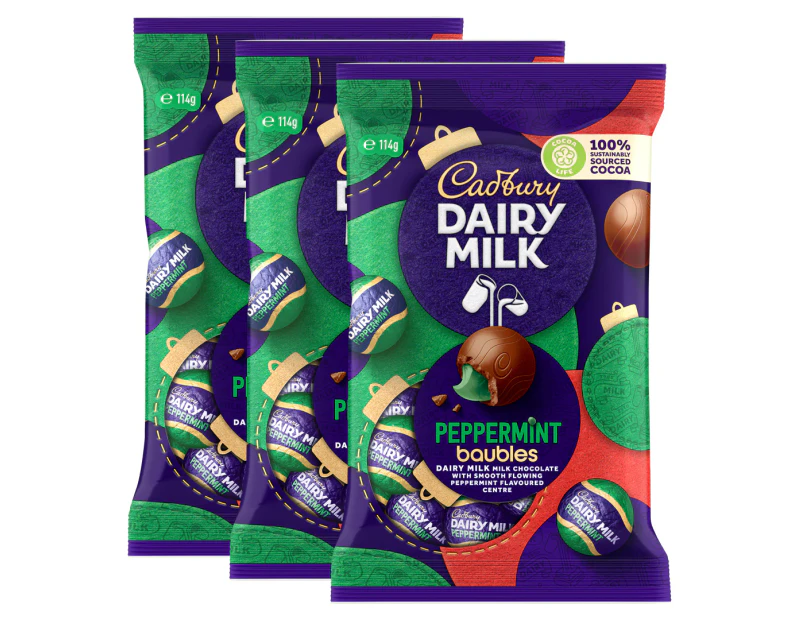 3 x Cadbury Dairy Milk Baubles Peppermint 114g