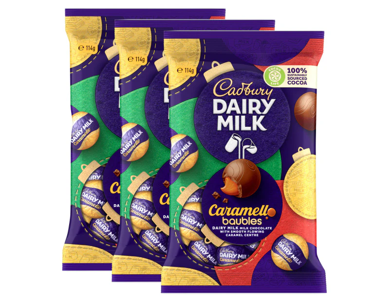 3 x Cadbury Dairy Milk Caramello Baubles 114g