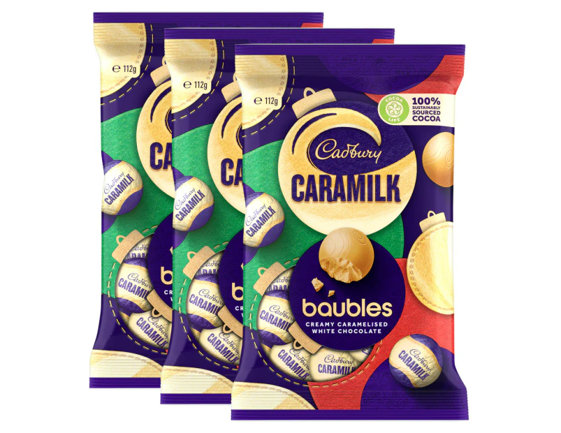 3 x Cadbury Caramilk Baubles 112g