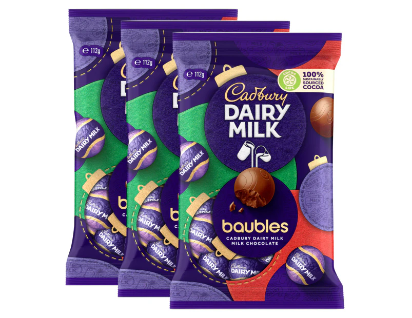 3 x Cadbury Dairy Milk Baubles 112g