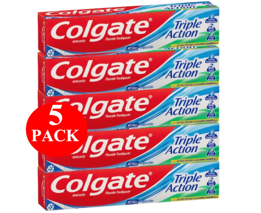 5 x Colgate Toothpaste Triple Action Micro Cleaning 165g