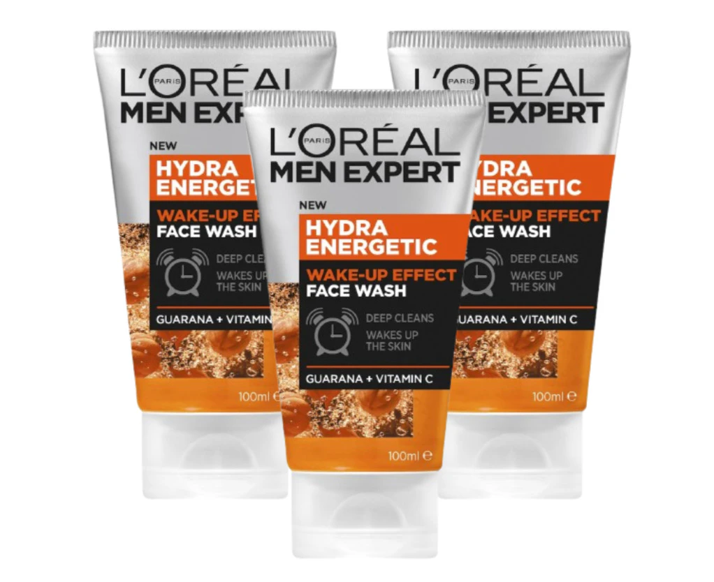 3 x L'oreal Men Expert Hydra Energetic Face Wash 100ml