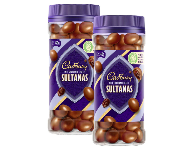 2 x Cadbury Milk Chocolate Coated Sultanas 340g