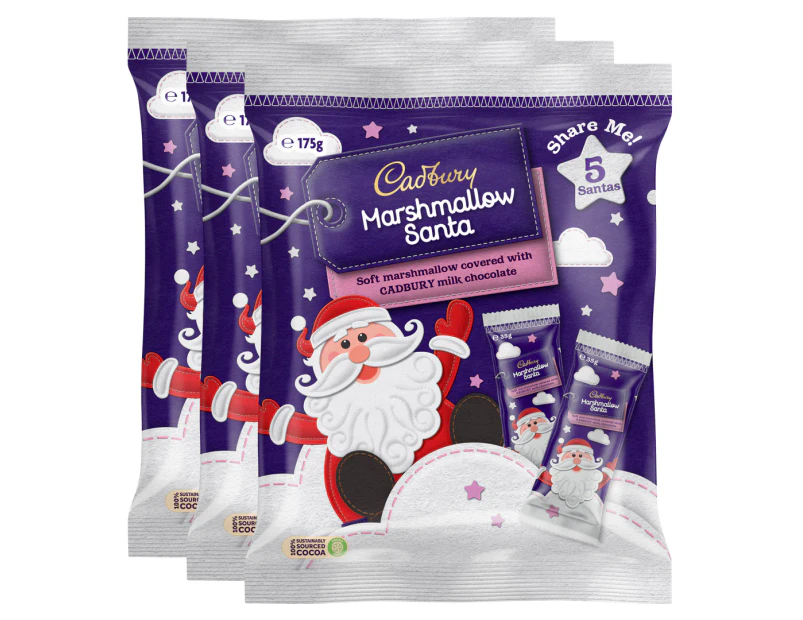 3 x Cadbury Marshmallow Santa Share Pack 175g