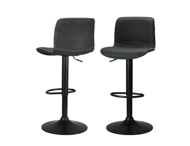 Bar Stools Black Set of 2 Adjustable Kitchen Stool Chairs