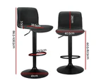 Bar Stools Black Set of 2 Adjustable Kitchen Stool Chairs