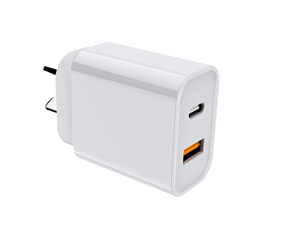 18W Dual Port USB Type C Wall Fast Charger for iPhone