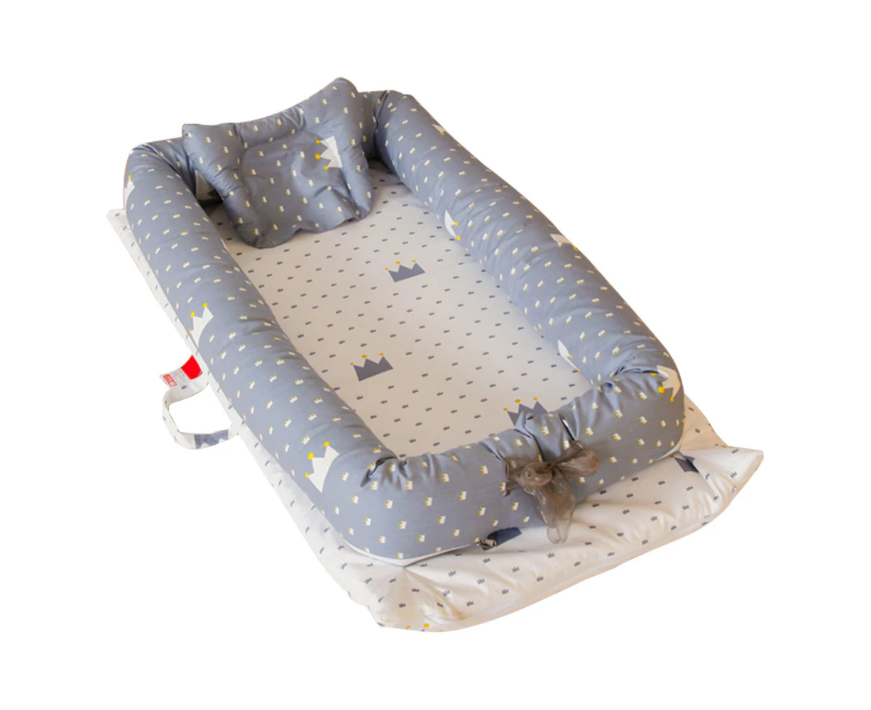 Cotton Baby Snuggle Nest Bionic Bed Portable Born Sleep Lounger With Crown Pattern