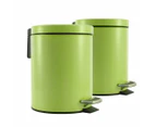 SOGA 2X Foot Pedal Stainless Steel Rubbish Recycling Garbage Waste Trash Bin Round 12L Green