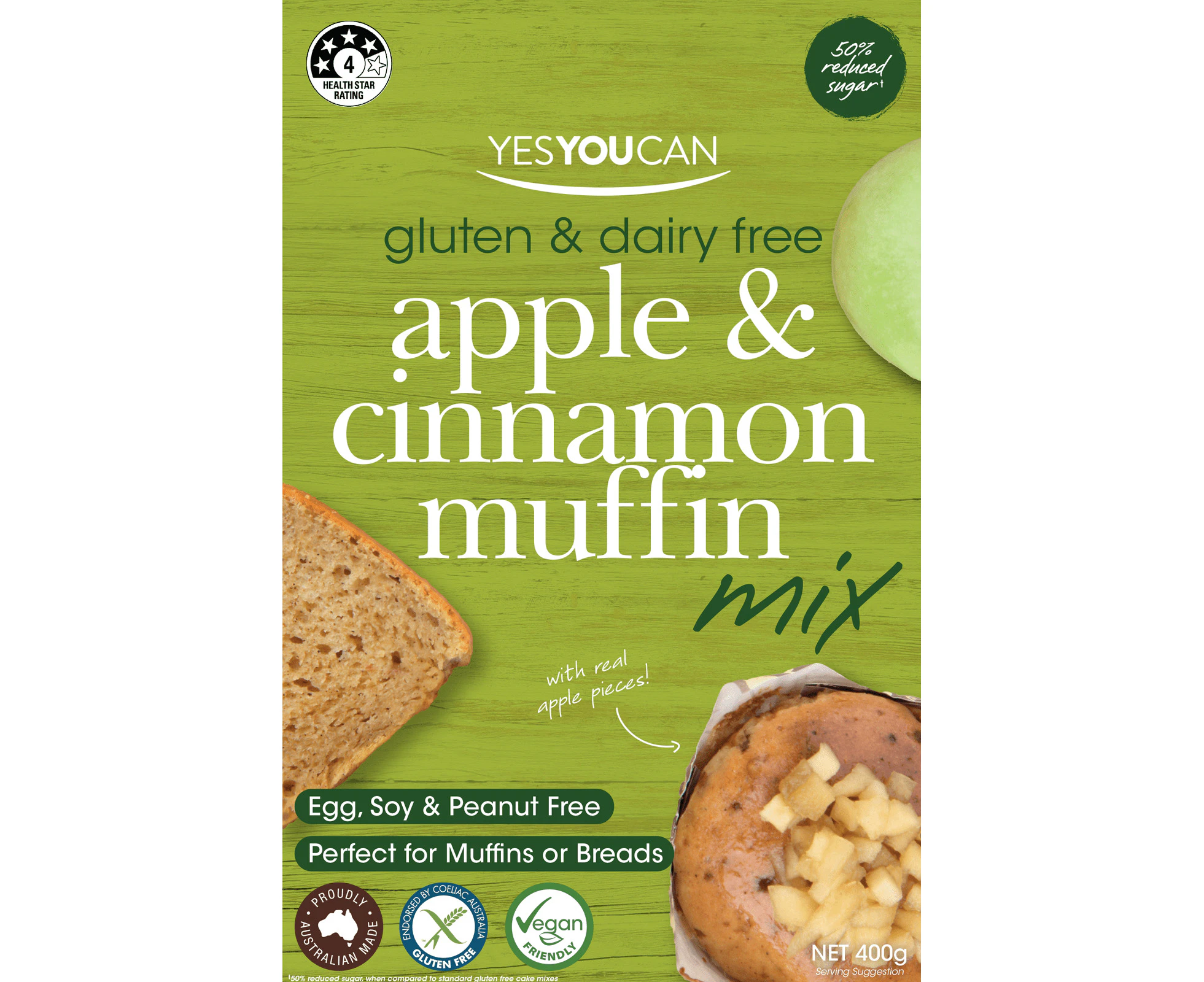 Yesyoucan Apple & Cinnamon Muffin Mix 400g(Pack of 6)