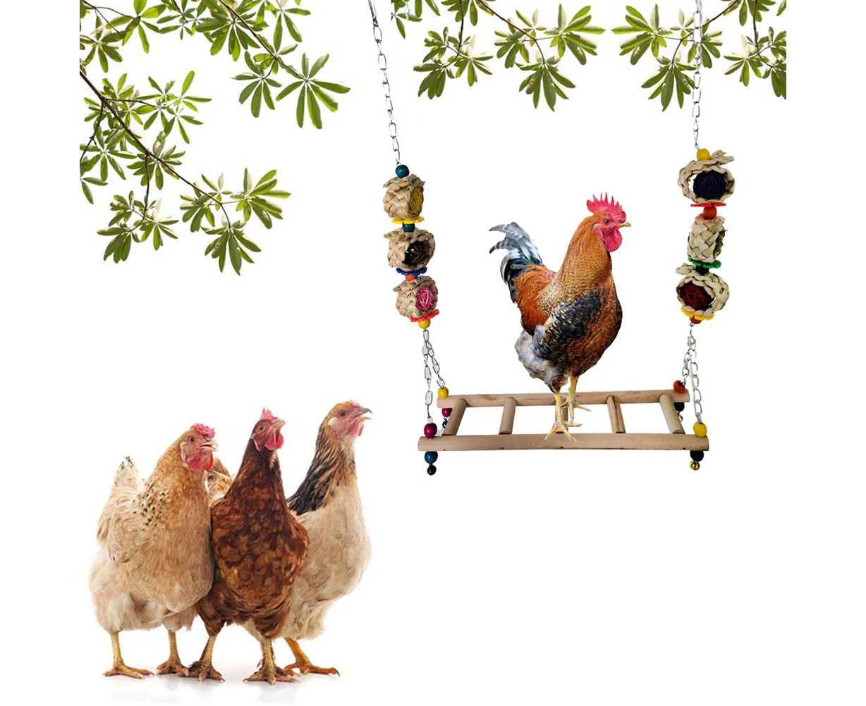 Chicken Ladder Swing Wooden Chicken Perch Bird Perch Stand Chicken Coop Accessories