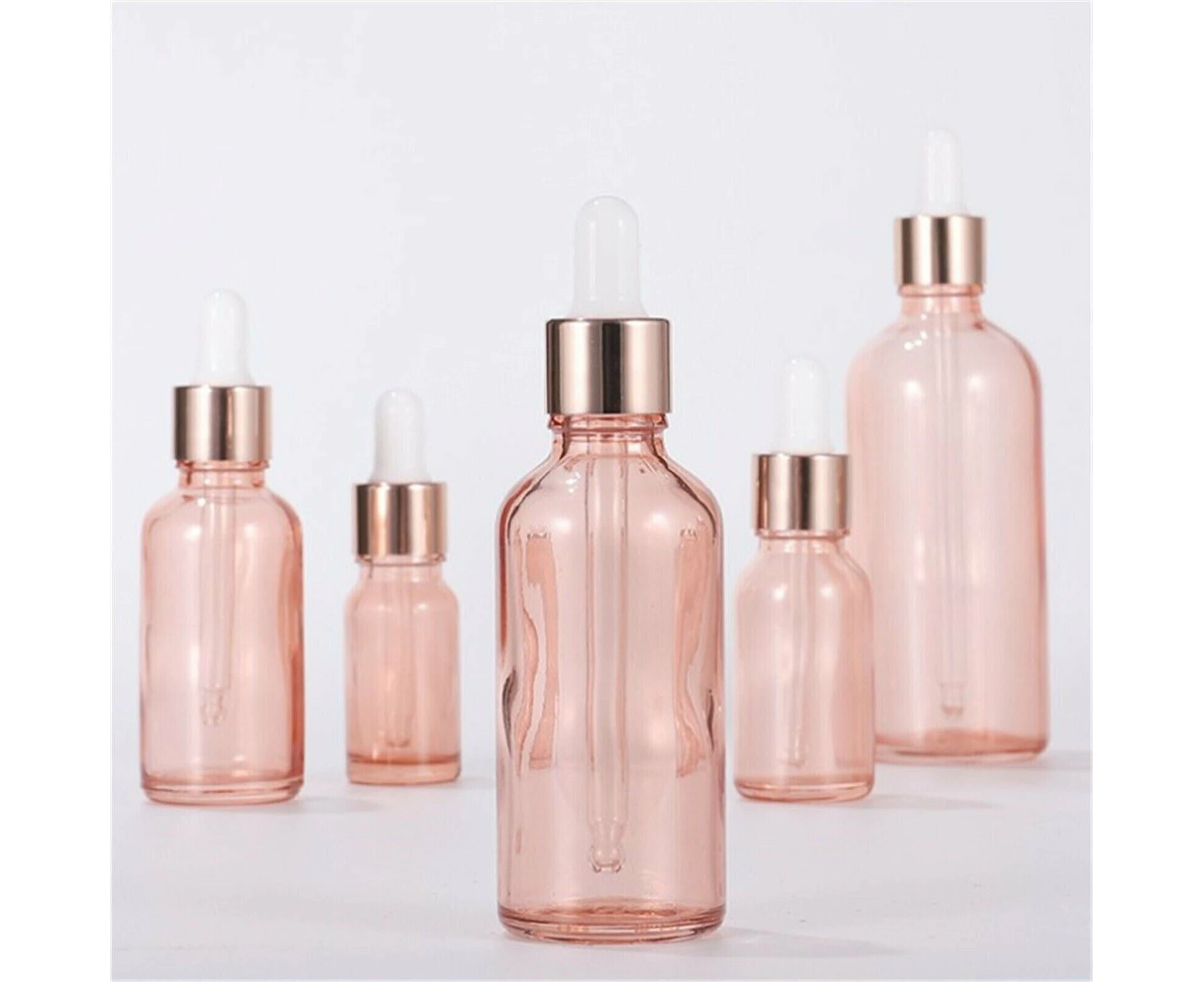 10pcs Glass Dropper Bottles Eye Pipette Roller Sprayer Essential Oils Pink