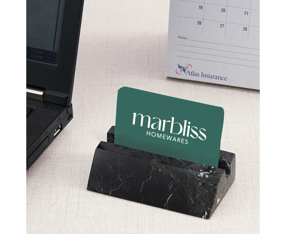 Marble Business Card Holder 4" Handmade Card Holder For Office Desk - Perfect For ID Card Holder & Credit Card Holder - Desk Organizer, Small Business S...