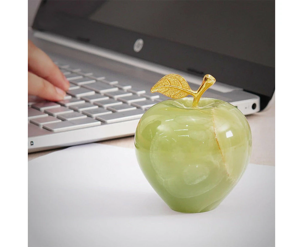 Marble Decoration Piece  3" Inch Handmade Apple Paperweight Home Decor - Best For office Table Decoration & Study Room Decor Paperweight - Green