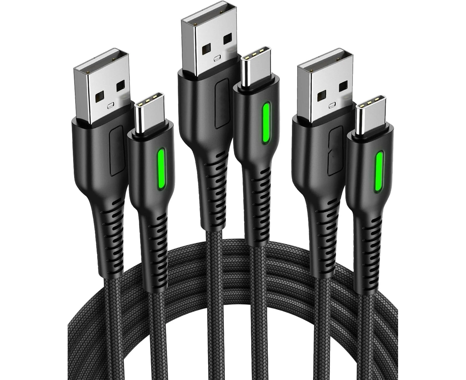 3 Pack 3.1A QC 3.0 Fast Charging Type C Cable