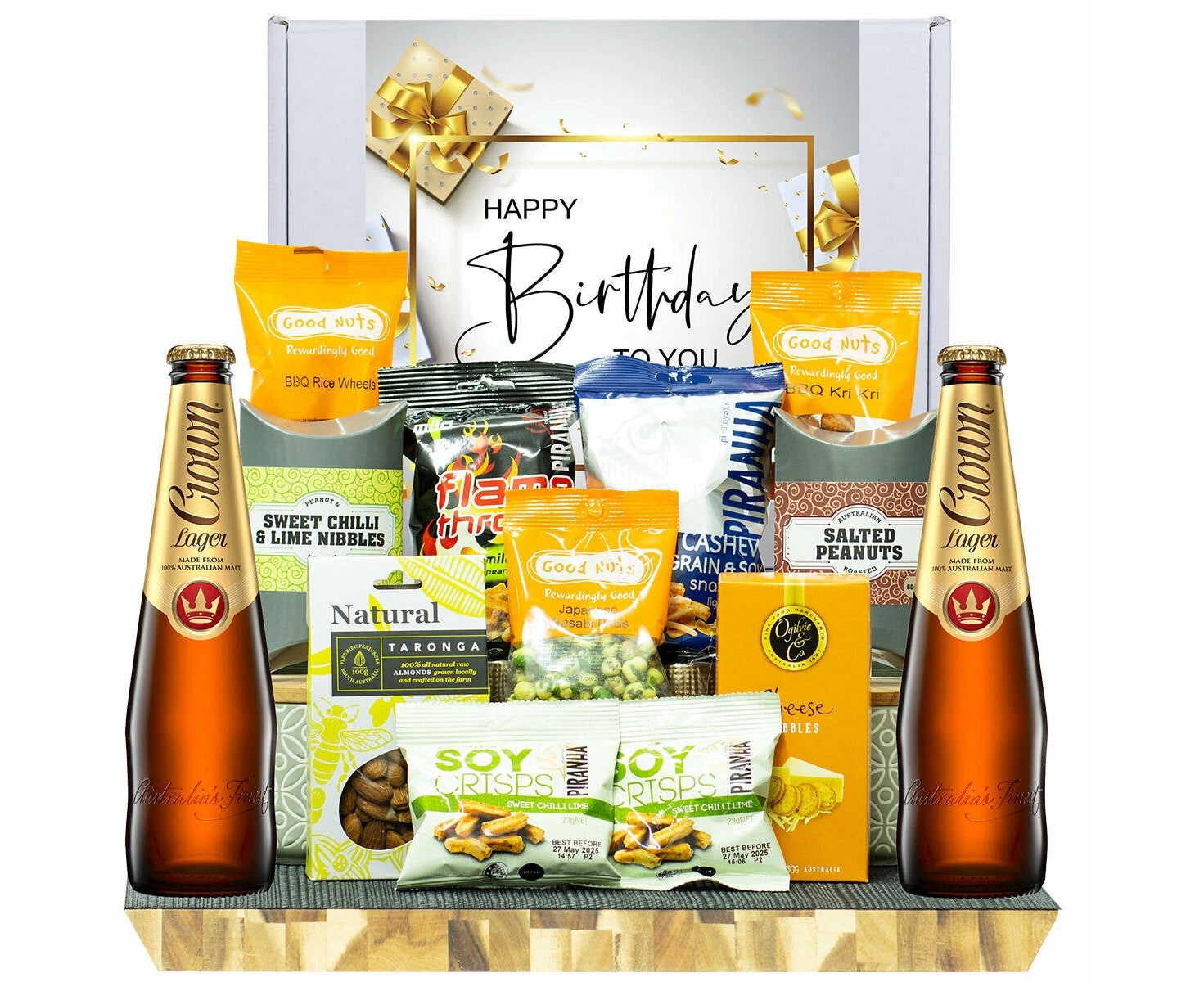 24986C Happy Birthday Gourmet Hamper with Crown Lager